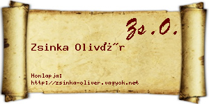 Zsinka Olivér névjegykártya
